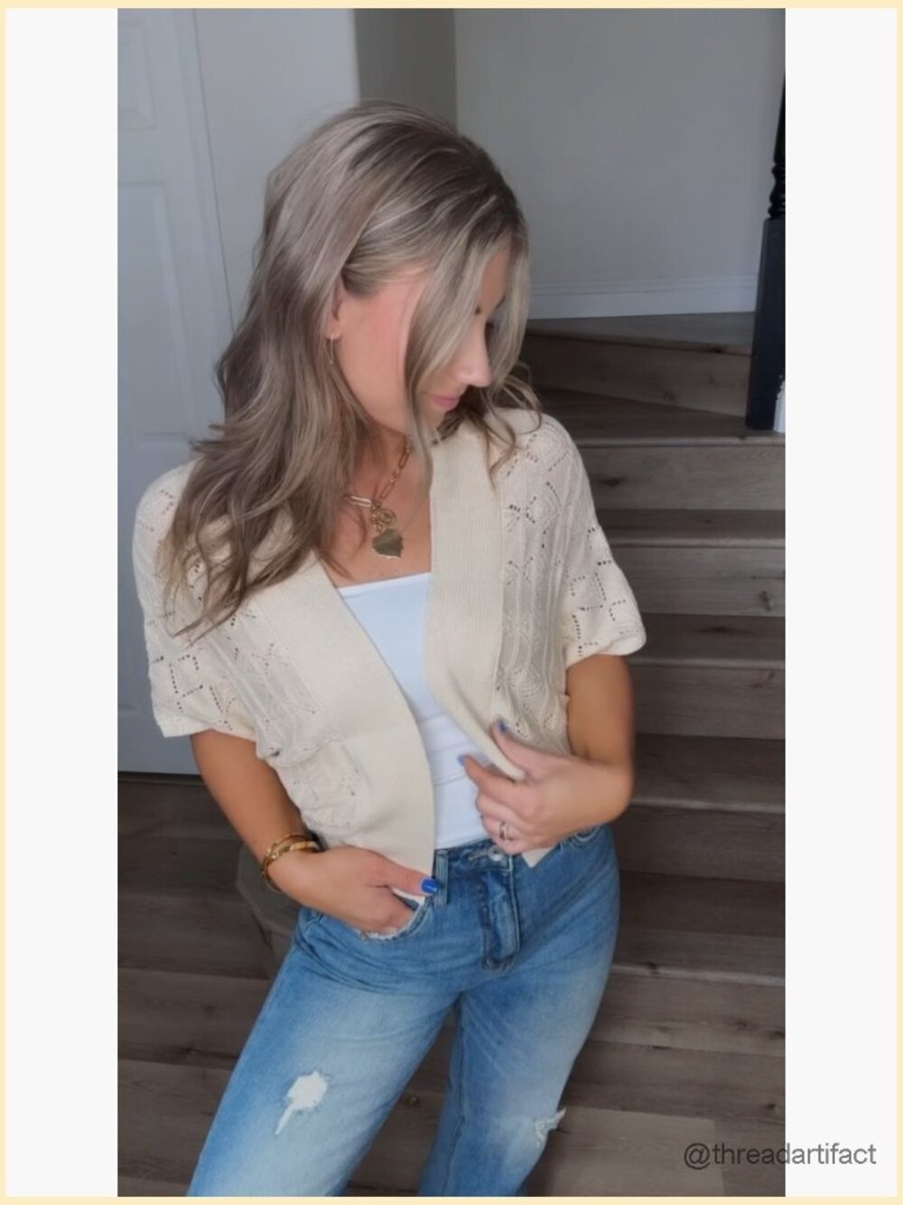 Boho Crochet Batwing Cardigan - Open Front Lightweight Summer Shrug - Picture 5 of 7